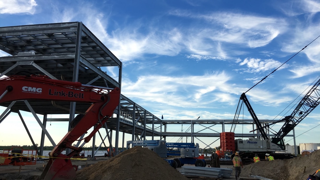 Field welder completing steel work on site